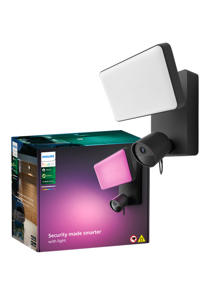 Philips Hue Floodlight Smart Security Camera with Siren Alarm, White, White