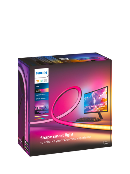 Philips Hue Play Gradient Smart Lighting Adjustable Colour Changing LED Lightstrip for 32” to 34” PC Monitors, 19W, 116.5cm, Multi