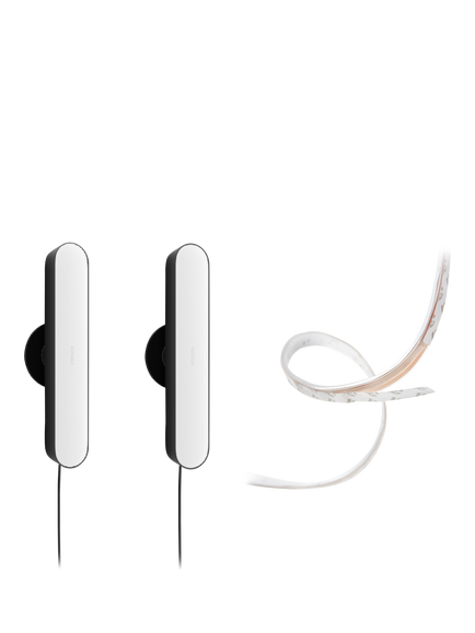 Philips Hue White and Colour Ambiance Play Wireless Lighting Adjustable Colour Changing Light Bar, Pack of 2, Black, with Lightstrip Plus, 2 Metres, Black
