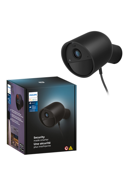 Philips Hue Secure Wired Smart Security Camera, Black, Black