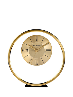 William Widdop Round Analogue Roman Numeral Mantel Clock, Gold