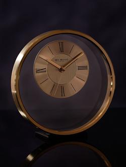 William Widdop Round Analogue Roman Numeral Mantel Clock - view 2, Gold