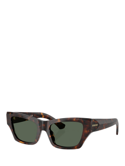Burberry BE4441U Women's Cat's Eye Sunglasses, Dark Havana/Green, Dark Havana/Green