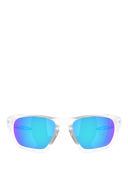 Oakley OO9431 Men's Lateralis Wrap Sunglasses, Matte Clear/Mirror Blue - view 2, Matte Clear/Mirror Blue