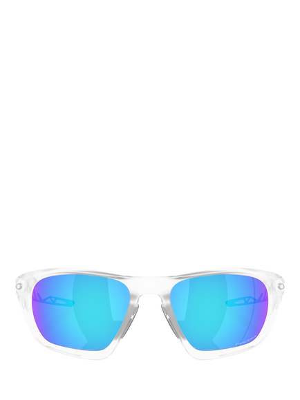 Oakley OO9431 Men's Lateralis Wrap Sunglasses, Matte Clear/Mirror Blue - view 2, Matte Clear/Mirror Blue