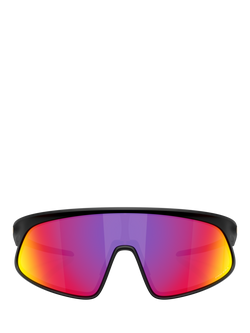 Oakley OO9484D Unisex Wrap Sunglasses, Matte Black/Mirror Multi - view 2, Matte Black/Mirror Multi