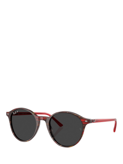 Ray-Ban RB2230 Unisex Polarised Oval Sunglasses, Transparent Fantasy Red/Grey, Transparent Fantasy Red/Grey