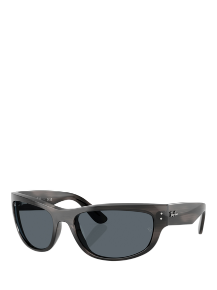 Ray-Ban RB2289 Rectangular Sunglasses, Black/Grey, Striped Grey/Blue