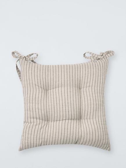 John Lewis Stripe Seat Pad, Natural, Natural