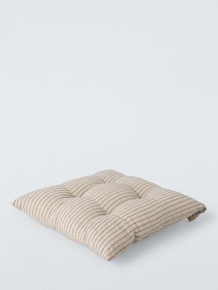 John Lewis Stripe Seat Pad, Natural - view 2, Natural
