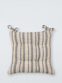 John Lewis Pinstripe Seat Pad, Natural, Natural