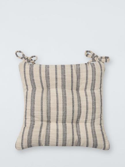 John Lewis Pinstripe Seat Pad, Natural, Natural