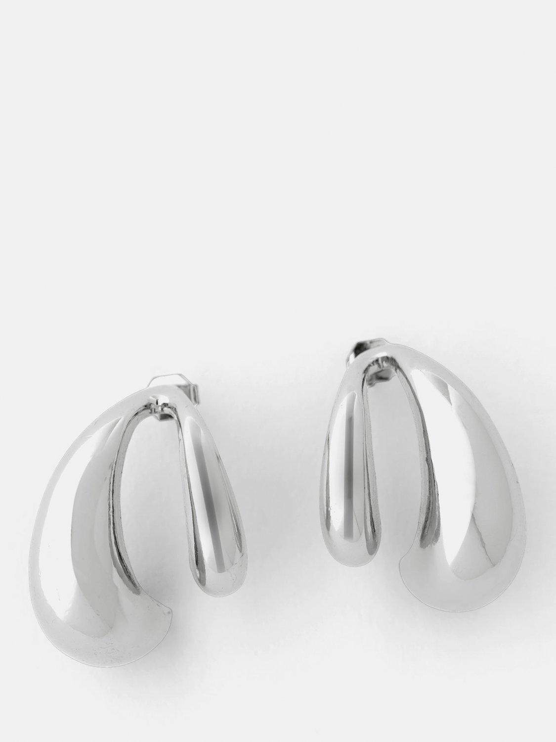 Mint Velvet Double Teardrop Earrings, Silver