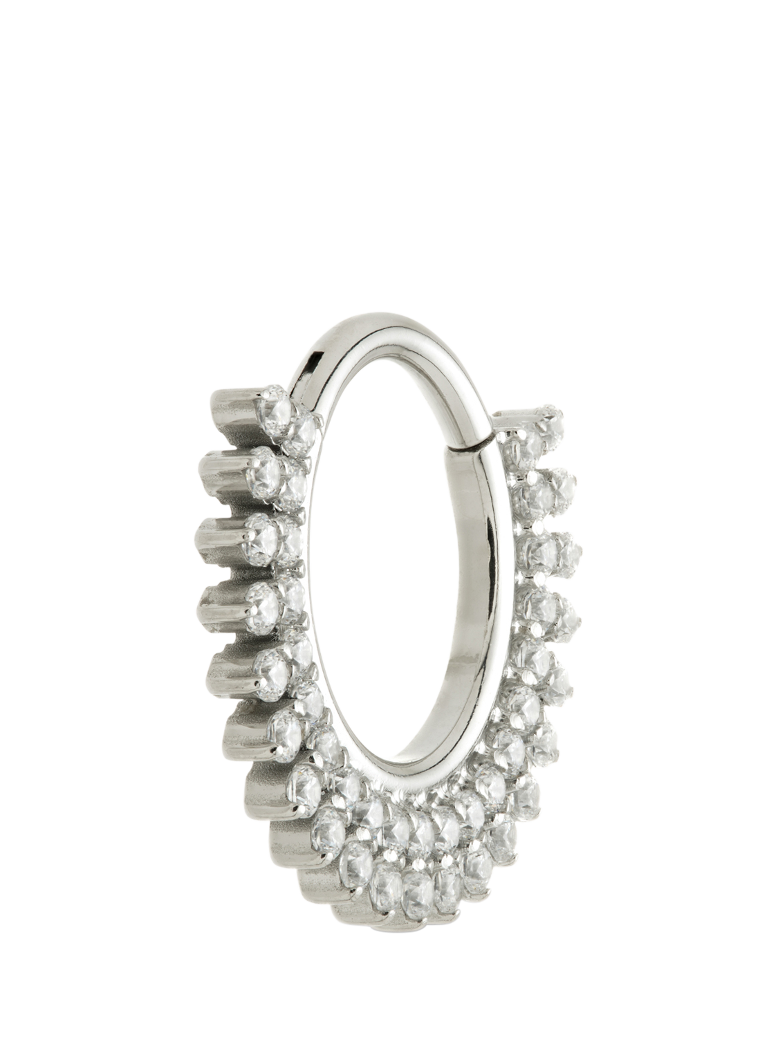 Product image 3 of 5, which shows Tish Lyon Nora Cubic Zirconia Daith Ring Hoop Earrings, Silver