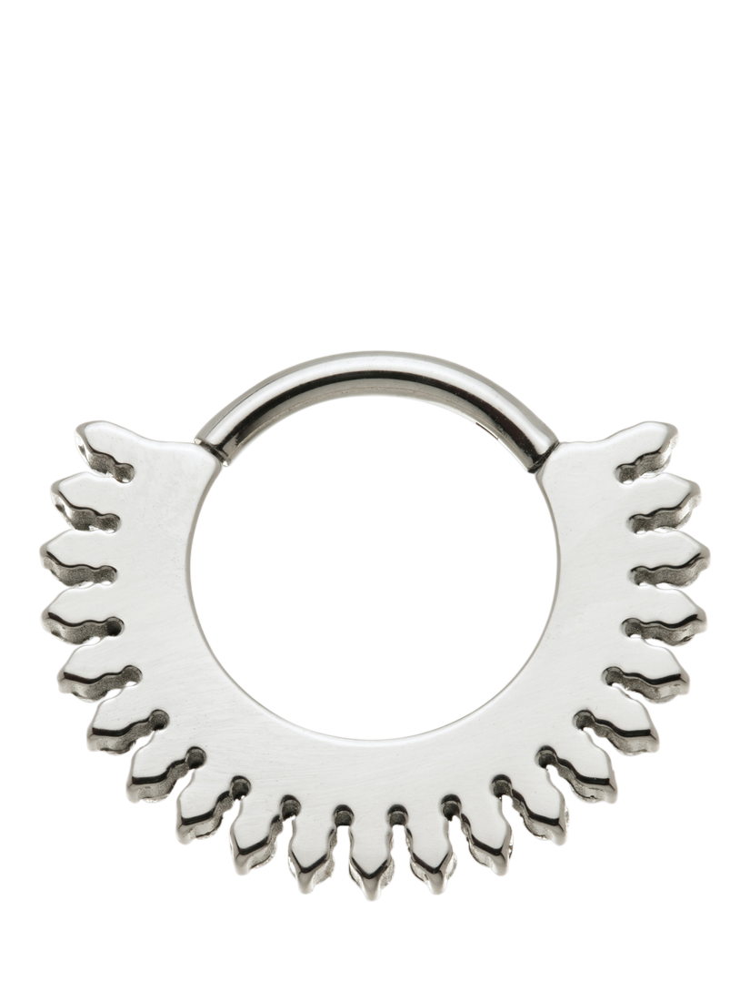 Product image 4 of 5, which shows Tish Lyon Nora Cubic Zirconia Daith Ring Hoop Earrings, Silver