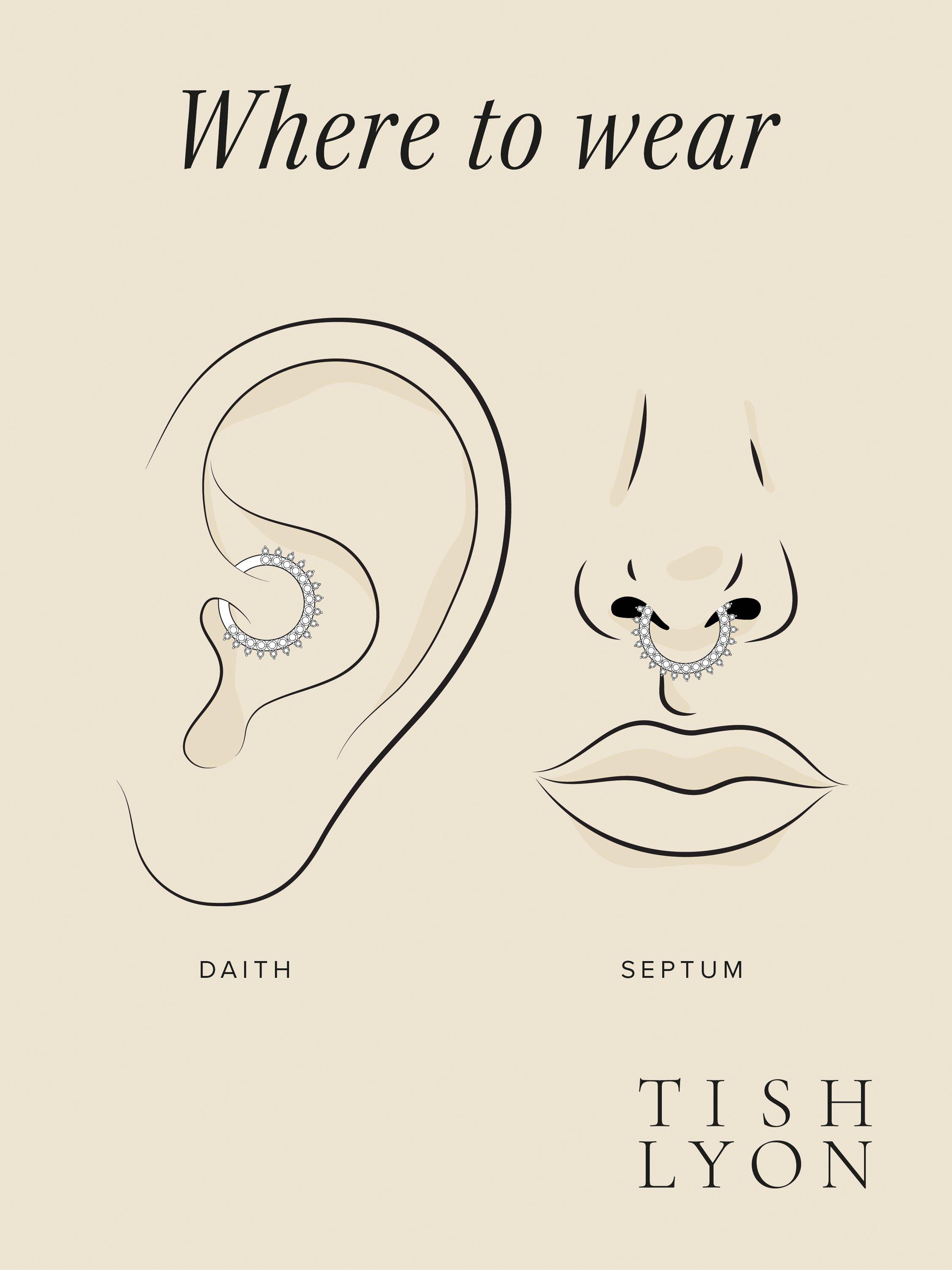 Product image 5 of 5, which shows Tish Lyon Nora Cubic Zirconia Daith Ring Hoop Earrings, Silver