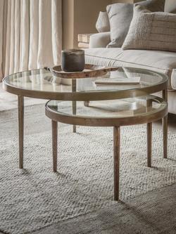 nkuku Jiya Duo Coffee Table, Brass - view 2, Brass