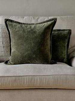 nkuku Pilani Square Cushion Cover, Moss Green - view 2, Moss Green