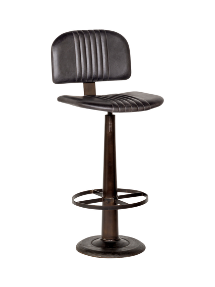 nkuku Narwana Bar Chair, Black, Aged Black