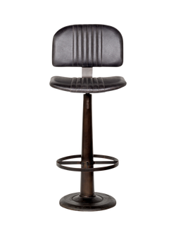 nkuku Narwana Bar Chair, Black - view 2, Aged Black