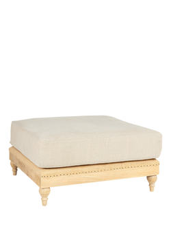 nkuku Krissa Linen Footstool, Natural - view 2, Natural