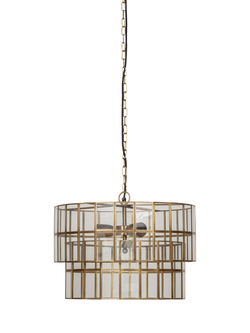 nkuku Kirindi 2 Tier Glass Panel Chandelier, Antique Brass, Antique Brass
