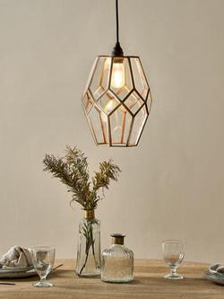 nkuku Nazat Geometric Iron Lamp Shade, Antique Brass - view 2, Antique Brass