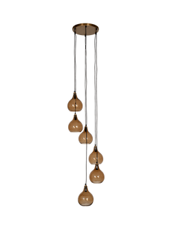 nkuku Ziva Cluster Glass Pendant Ceiling Light, Light Smoke Brown, Light Smoke Brown