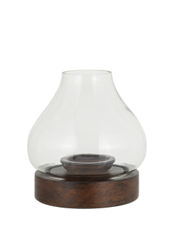 nkuku Narya Lantern Candle Holder, Dark Stain, Small, Dark Stain