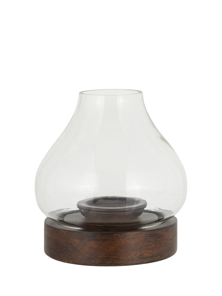 nkuku Narya Lantern Candle Holder, Dark Stain, Small, Dark Stain