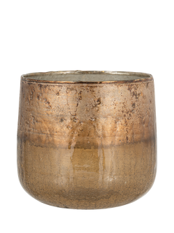 Nkuku Konara Tealight Candle Holder, Copper Smoke, Large, Copper Smoke