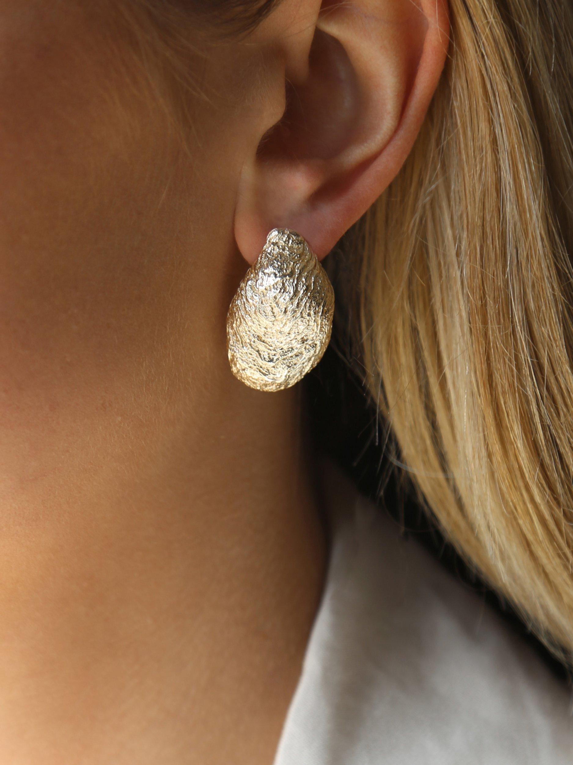 Product image 2 of 4, which shows Tutti & Co Cove Oversized Stud Earrings, Gold