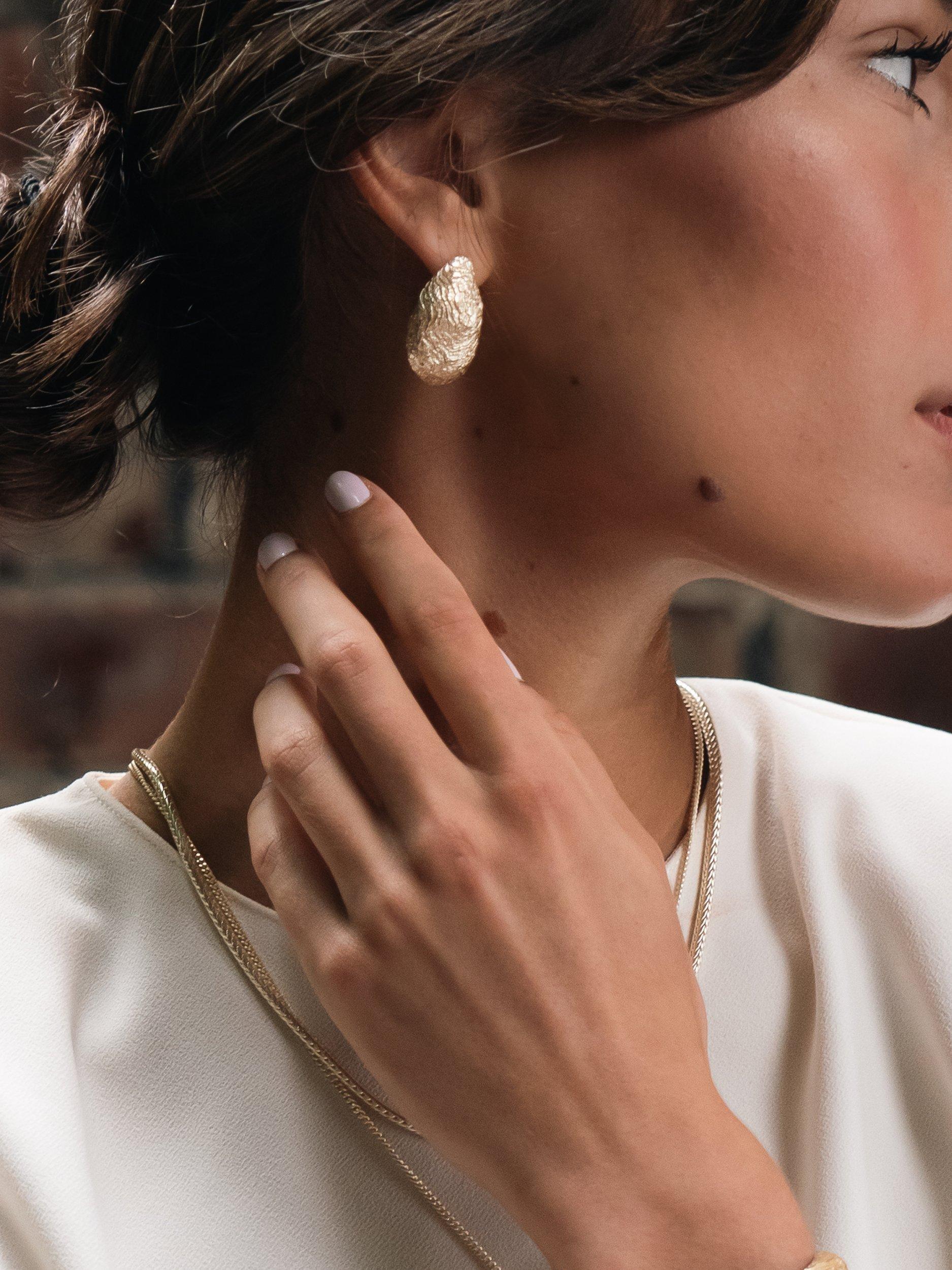Product image 3 of 4, which shows Tutti & Co Cove Oversized Stud Earrings, Gold
