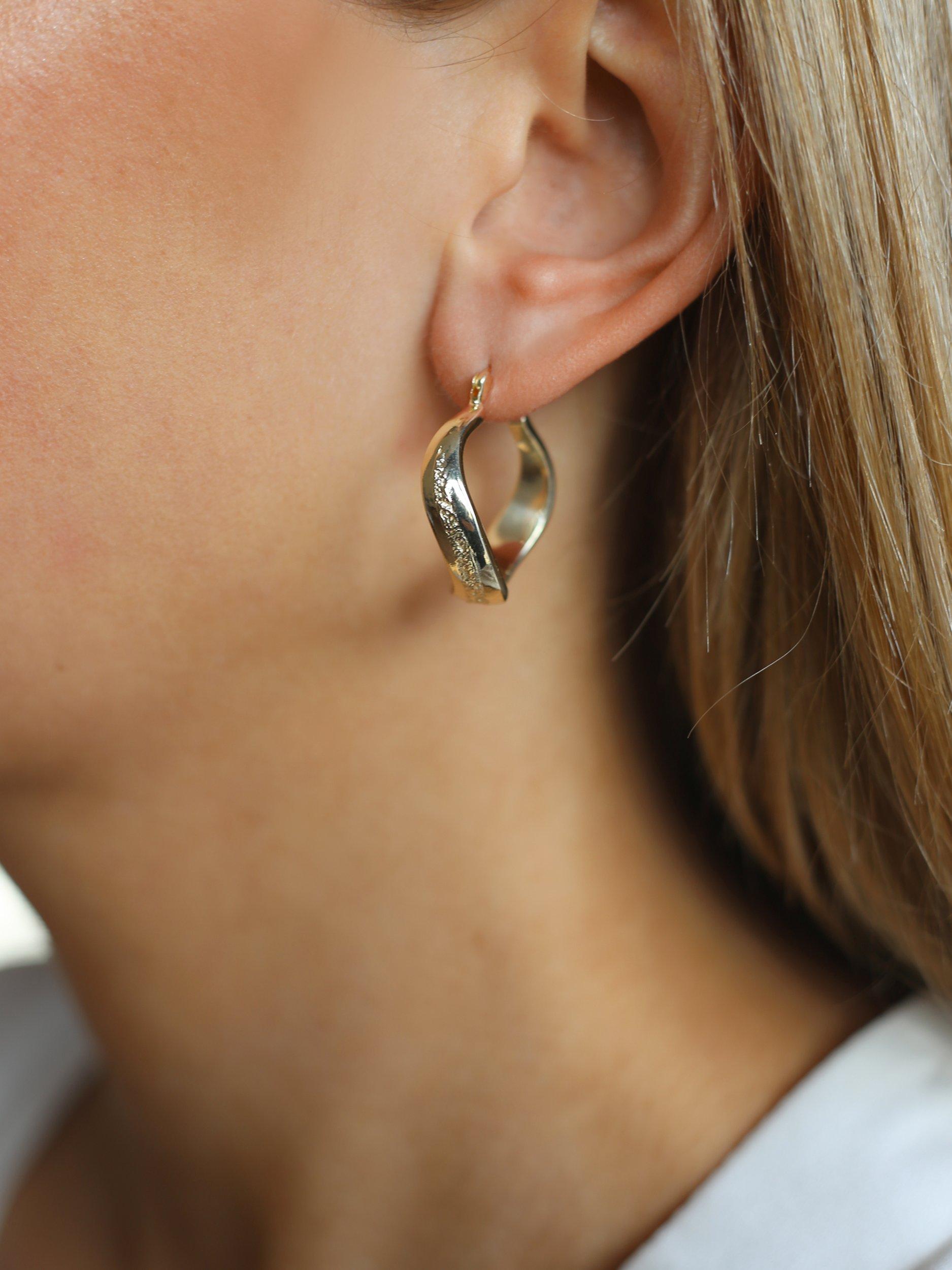 Product image 2 of 4, which shows Tutti & Co Wave Bay Large Hoop Earrings, Gold
