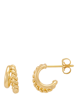 Estella Bartlett Plain & Twist Double Hoop Earrings, Gold