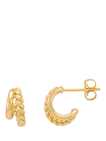Estella Bartlett Plain & Twist Double Hoop Earrings, Gold