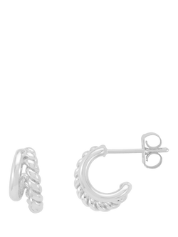 Estella Bartlett Plain & Twist Double Hoop Earrings, Silver