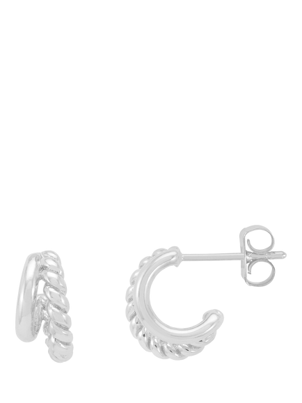 Estella Bartlett Plain & Twist Double Hoop Earrings, Silver