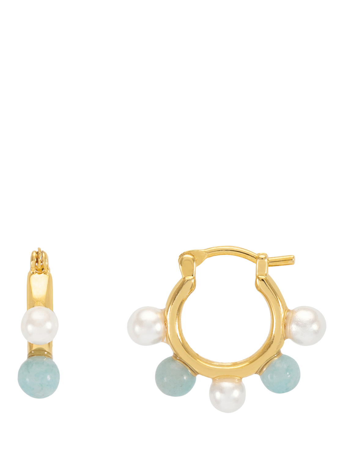 Product image 1 of 2, which shows Estella Bartlett Pearl Bead Hoop Earrings, Gold