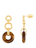 Estella Bartlett Graduated Round Link Drop Earrings, Gold/Tiger's Eye