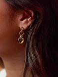 Estella Bartlett Graduated Round Link Drop Earrings, Gold/Tiger's Eye