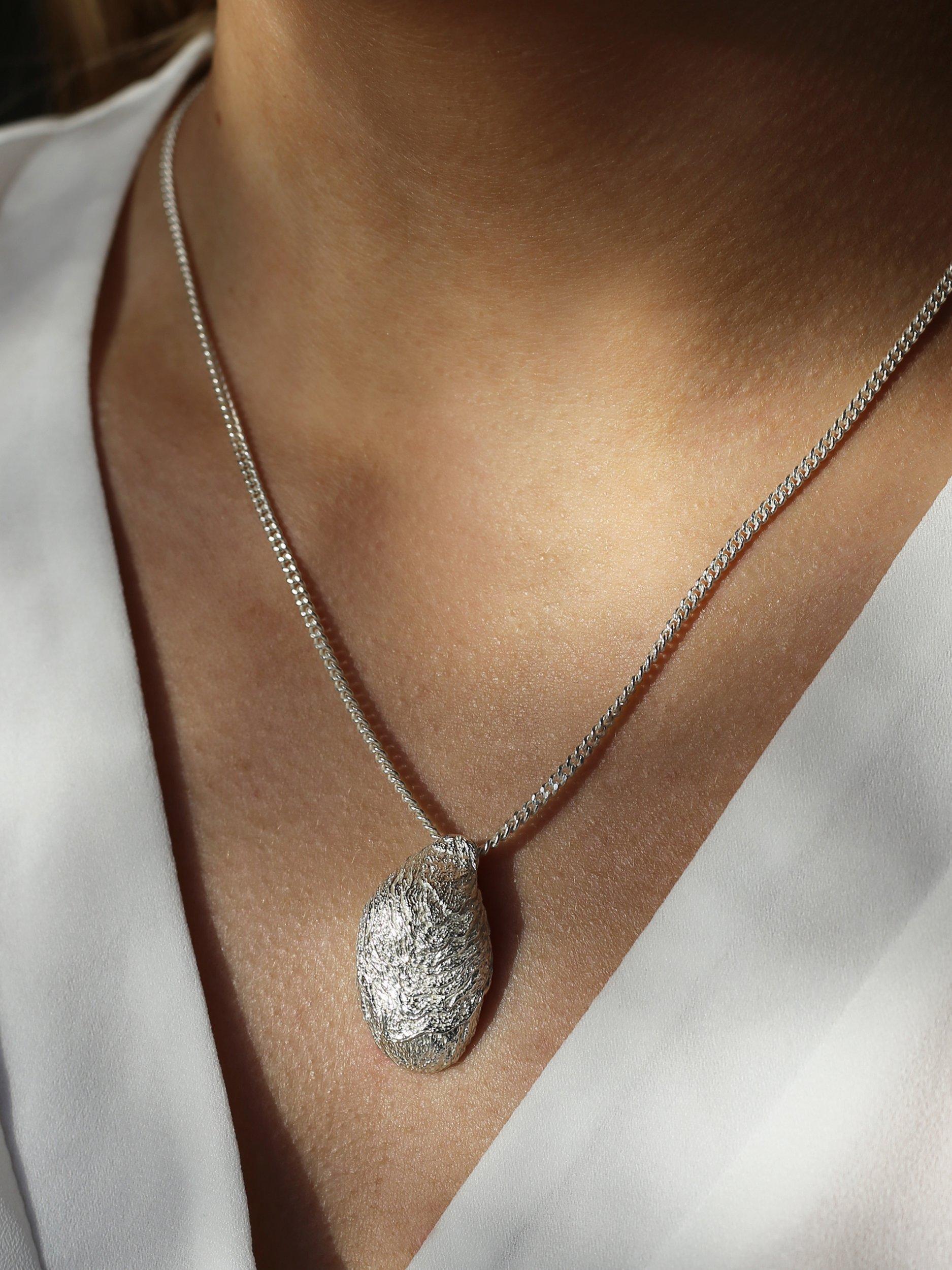 Product image 2 of 3, which shows Tutti & Co Cove Textured Pendant Necklace, Silver