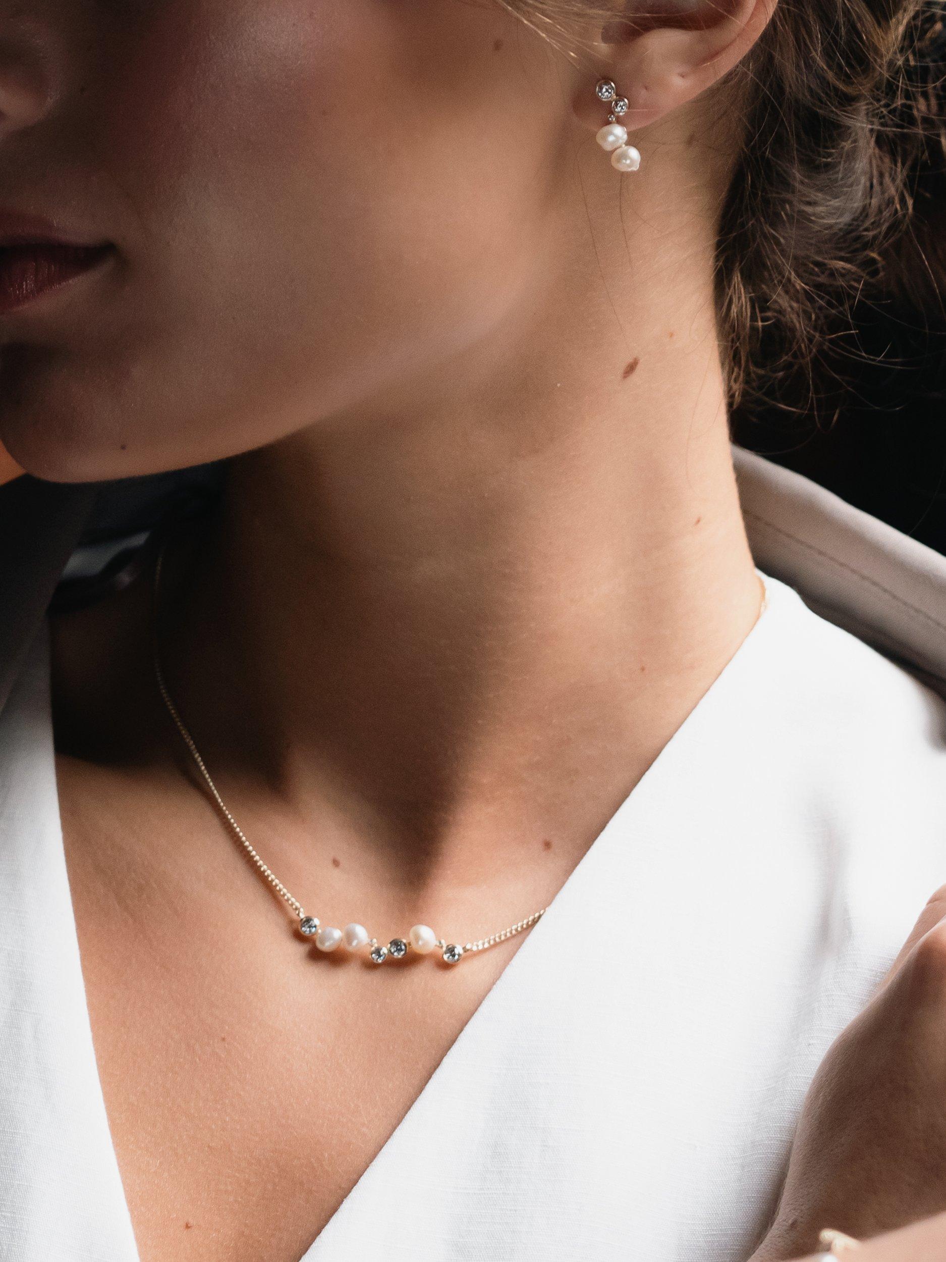 Product image 3 of 5, which shows Tutti & Co Oyster Freshwater Pearl and Quartz Necklace, Gold