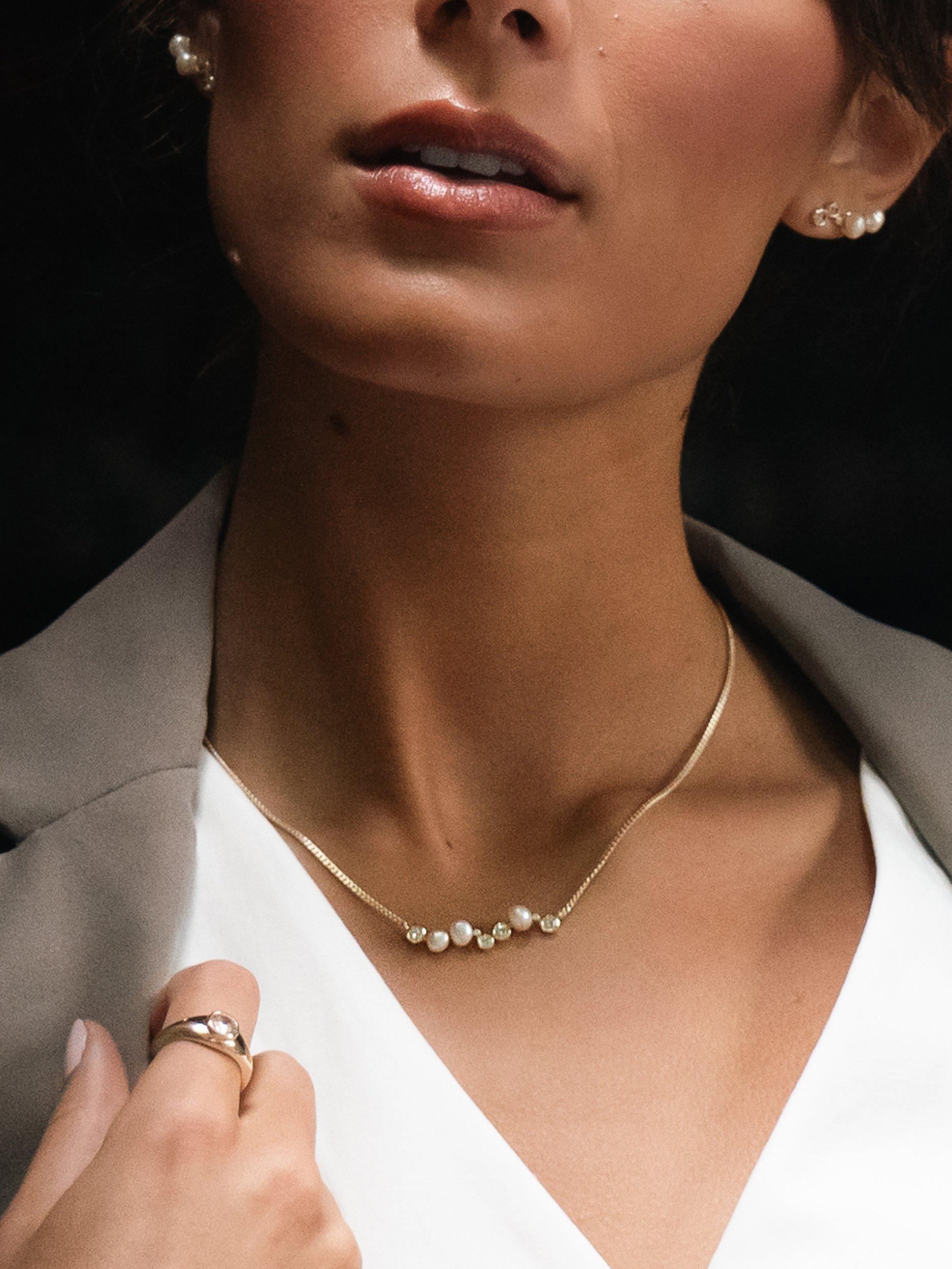 Product image 4 of 5, which shows Tutti & Co Oyster Freshwater Pearl and Quartz Necklace, Gold