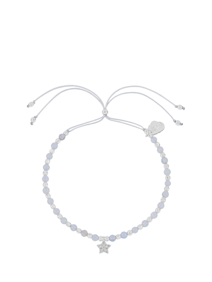 Estella Bartlett x Teens Unite Agate and Cubic Zirconia Star Beaded Bracelet, Silver/Blue, Silver/Blue