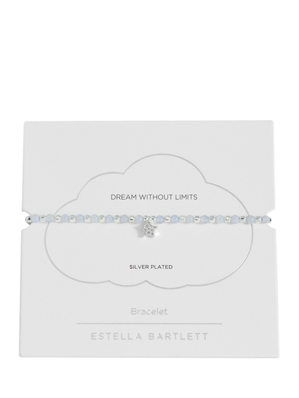 Estella Bartlett x Teens Unite Agate and Cubic Zirconia Star Beaded Bracelet, Silver/Blue - view 2, Silver/Blue