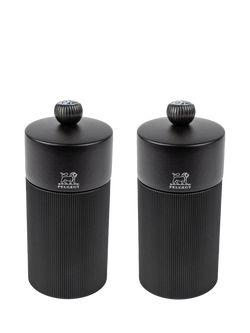Peugeot Night Chic Manual Adjustable Salt & Pepper Mills, Set of 2, 12cm, Matt Black - view 2, Matt Black