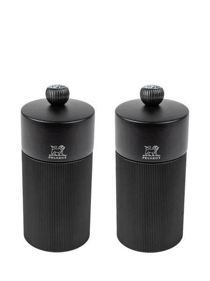 Peugeot Night Chic Manual Adjustable Salt & Pepper Mills, Set of 2, 12cm, Matt Black - view 2, Matt Black