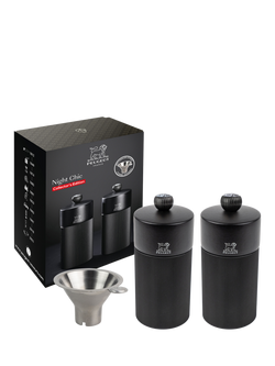 Peugeot Night Chic Manual Adjustable Salt & Pepper Mills, Set of 2, 12cm, Matt Black, Matt Black