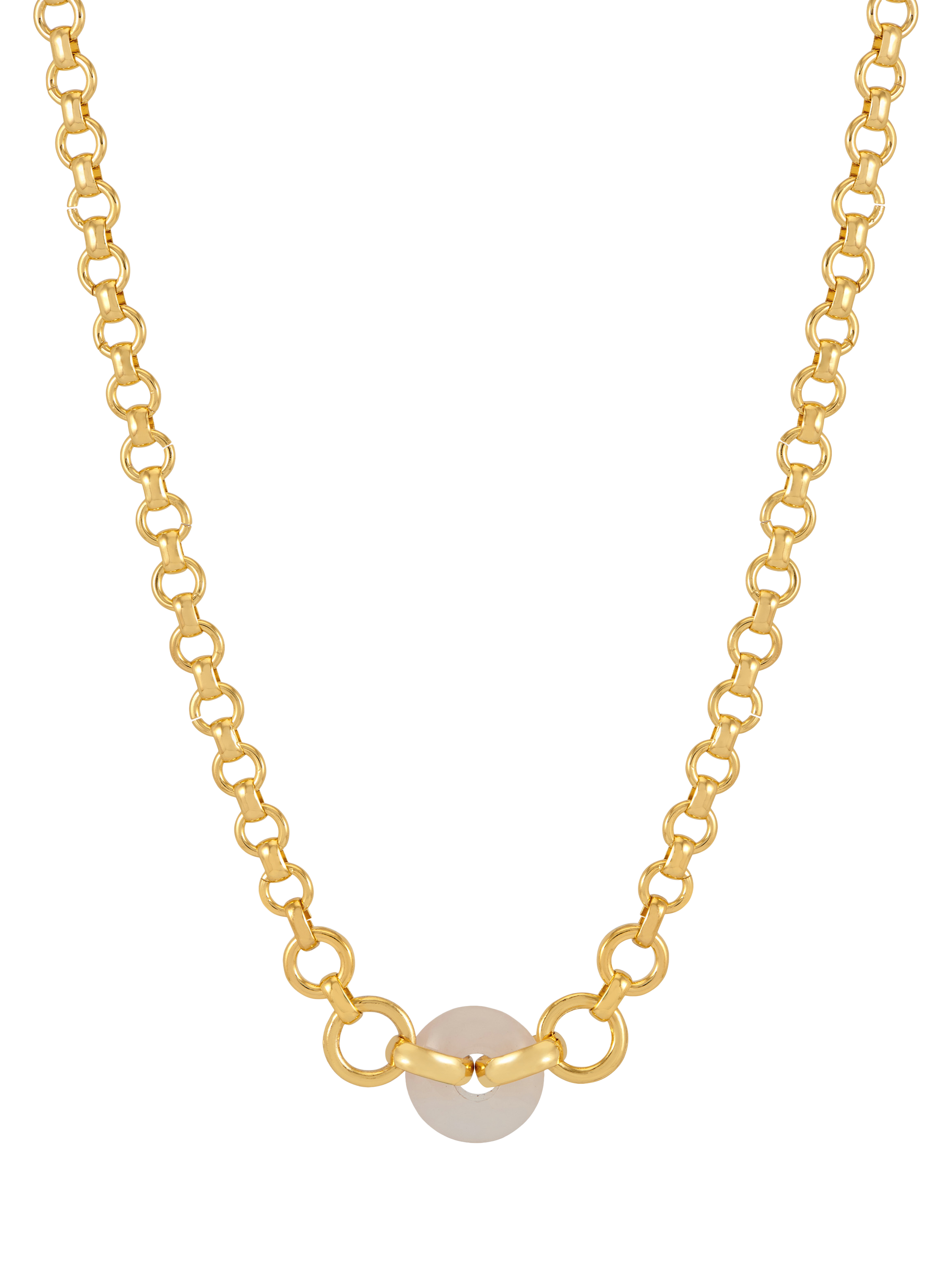 Product image 3 of 4, which shows Estella Bartlett Graduated Chain Link Necklace, Gold/Rhodochrosite